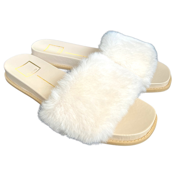 Dolce Vita Shoes - Dolce Vita Faux Fur Slides Cream Size 9.5